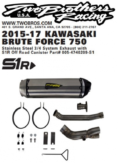 Полная выхлопная система Two Brothers для Kawasaki Brute Force 750 (2015-2020)